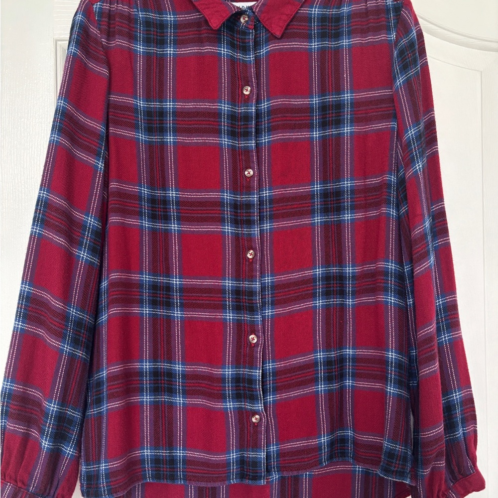 Old Navy Red and Blue Plaid Button-Up Shirt